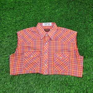 Vintage 80s Wrangler Cropped Snap Shirt Womens Large 22x15